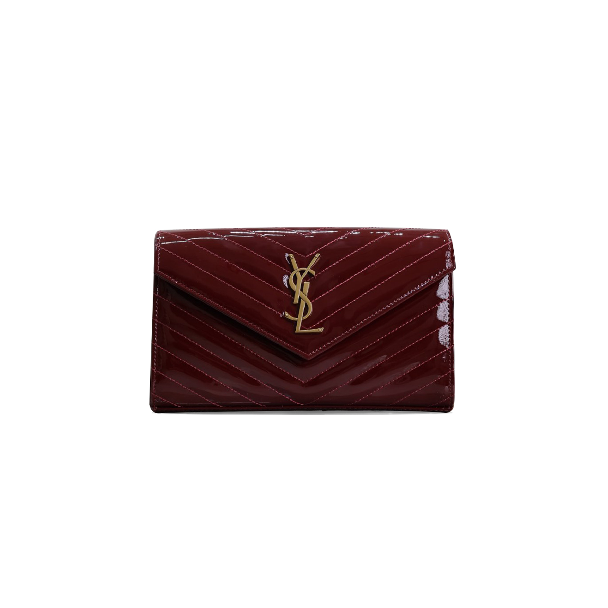 YSL MONOGRAM ENVELOPE CHAIN WALLET IN PATENT LEATHER P964643867 (22.5*14*4cm)